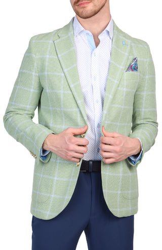 Olive Yarn Dye Windowpane Sport Coat