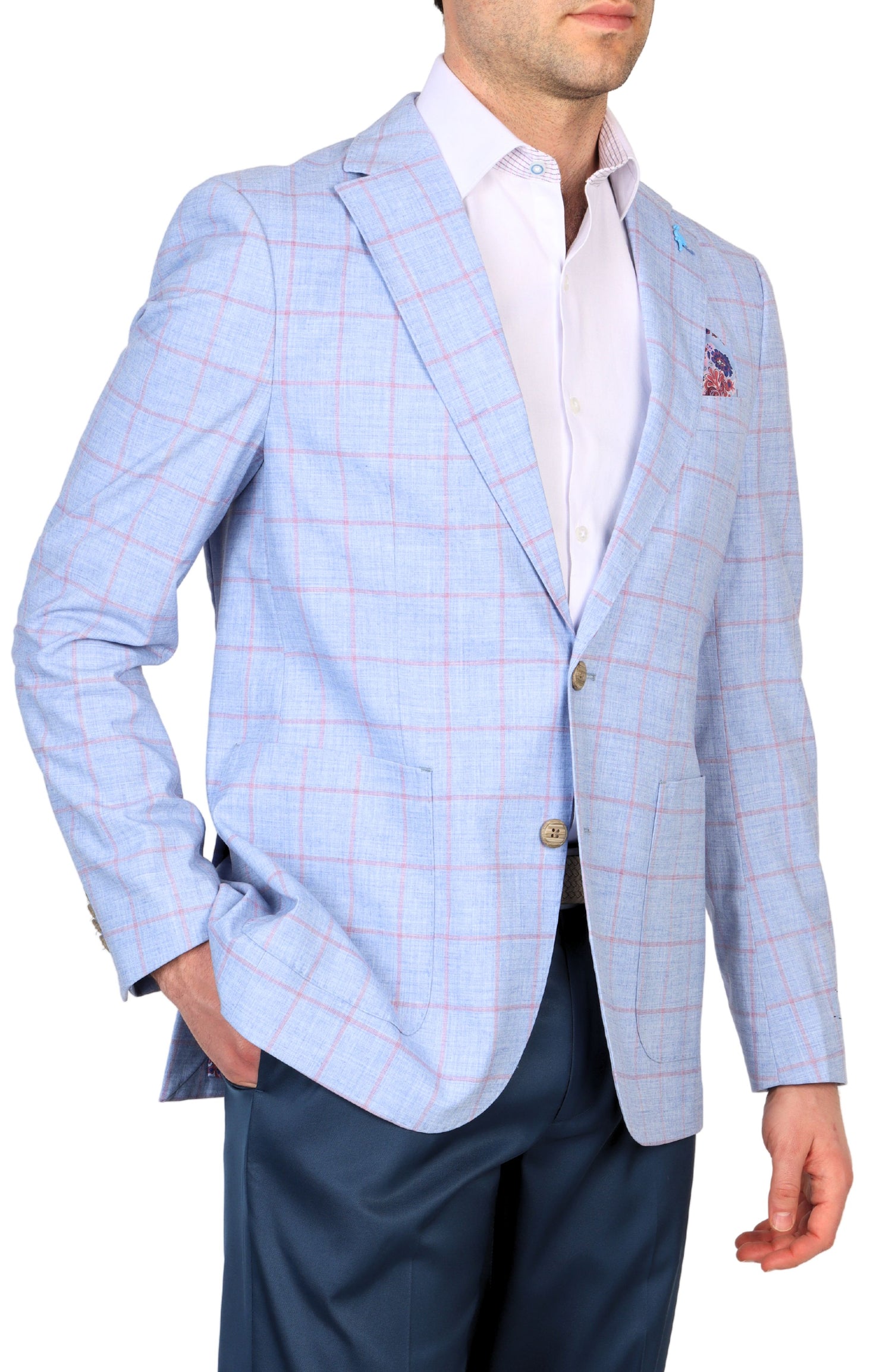 Blue Melange Windowpane Sport Coat