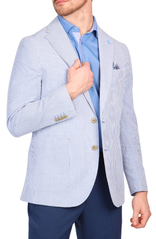 Navy Seersucker Stripe Sport Coat