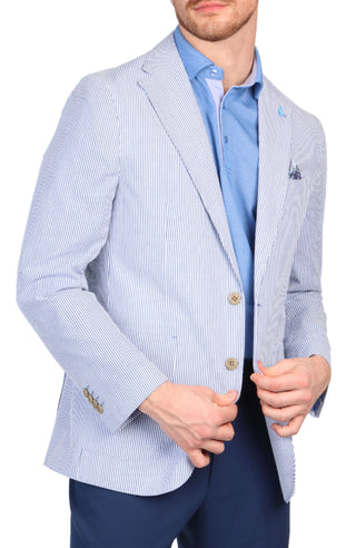 Navy Seersucker Stripe Sport Coat