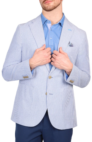 Navy Seersucker Stripe Sport Coat