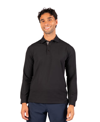 Micro Grid Textured Long Sleeve Performance Polo