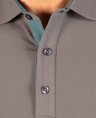 Micro Grid Textured Long Sleeve Performance Polo