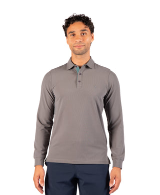 Micro Grid Textured Long Sleeve Performance Polo