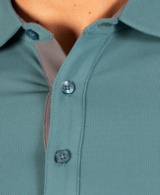 Micro Grid Textured Long Sleeve Performance Polo