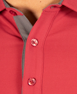 Micro Grid Textured Long Sleeve Performance Polo