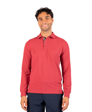 Micro Grid Textured Long Sleeve Performance Polo
