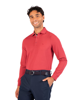 Micro Grid Textured Long Sleeve Performance Polo