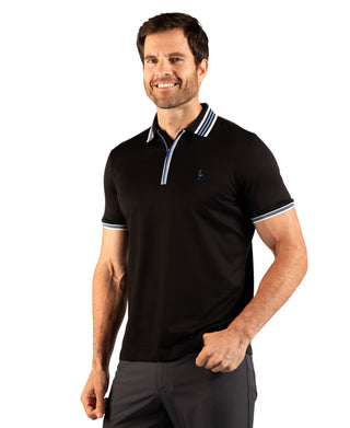 Quarter Zip Mesh Performance Polo with Stripe Tipping