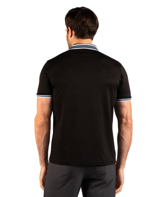 Quarter Zip Mesh Performance Polo with Stripe Tipping