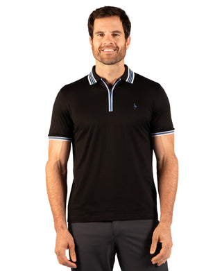 Quarter Zip Mesh Performance Polo with Stripe Tipping