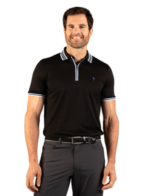 Quarter Zip Mesh Performance Polo with Stripe Tipping