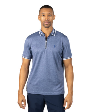 Quarter Zip Mesh Performance Polo with Stripe Tipping