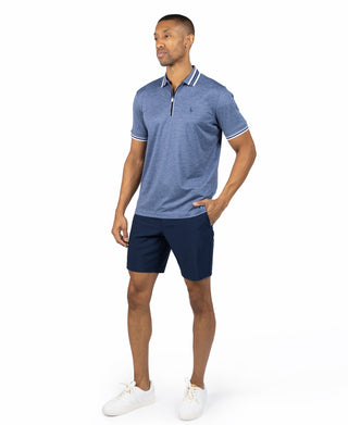Quarter Zip Mesh Performance Polo with Stripe Tipping