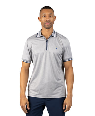 Quarter Zip Mesh Performance Polo with Stripe Tipping