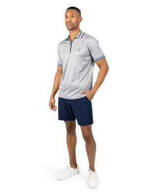 Quarter Zip Mesh Performance Polo with Stripe Tipping