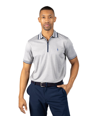 Quarter Zip Mesh Performance Polo with Stripe Tipping