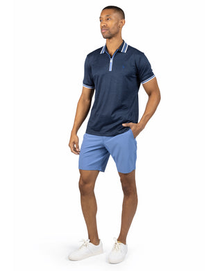 Quarter Zip Mesh Performance Polo with Stripe Tipping