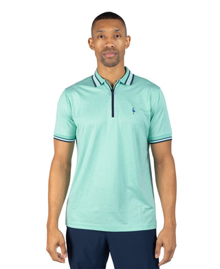 Quarter Zip Mesh Performance Polo with Stripe Tipping