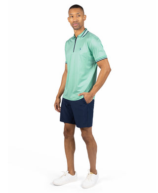 Quarter Zip Mesh Performance Polo with Stripe Tipping