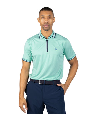 Quarter Zip Mesh Performance Polo with Stripe Tipping
