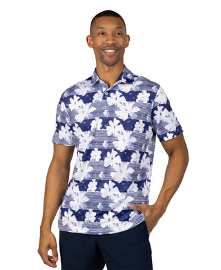 Tropical Stripe Floral Performance Polo