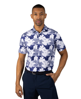 Tropical Stripe Floral Performance Polo