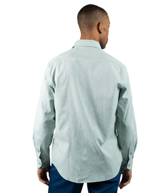Yarn Dyed Melange Linen Long Sleeve Shirt