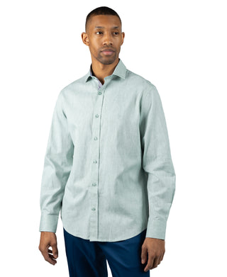Yarn Dyed Melange Linen Long Sleeve Shirt