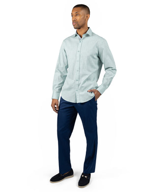 Yarn Dyed Melange Linen Long Sleeve Shirt