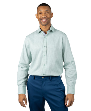 Yarn Dyed Melange Linen Long Sleeve Shirt