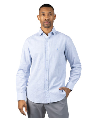 Yarn Dyed Linen Stripe Long Sleeve Shirt