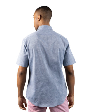 Yarn Dyed Melange Linen Short Sleeve Shirt
