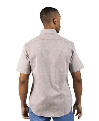 Yarn Dyed Melange Linen Short Sleeve Shirt