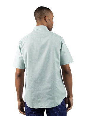 Yarn Dyed Melange Linen Short Sleeve Shirt