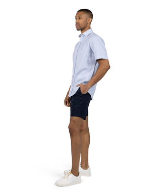 Yarn Dyed Linen Stripe Short Sleeve Shirt
