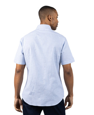 Yarn Dyed Linen Stripe Short Sleeve Shirt