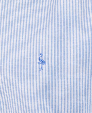 Yarn Dyed Linen Stripe Long Sleeve Shirt