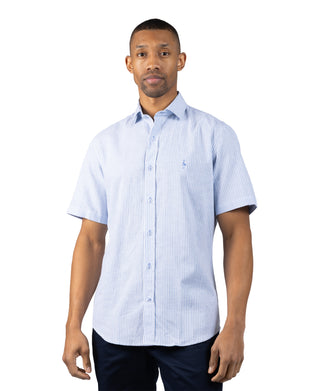 Yarn Dyed Linen Stripe Short Sleeve Shirt