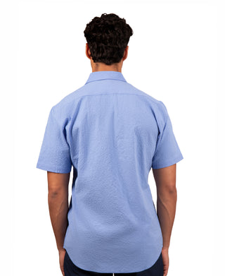 Solid Seersucker Short Sleeve Shirt