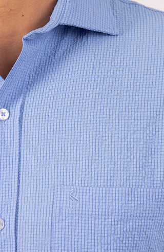 Solid Seersucker Short Sleeve Shirt