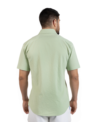 Solid Seersucker Short Sleeve Shirt