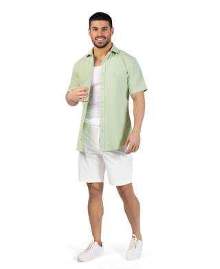Solid Seersucker Short Sleeve Shirt