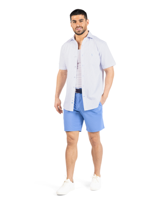 Geo Floral Printed Seersucker Short Sleeve Shirt