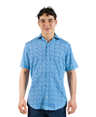 Swirling Floral Printed Performance Short Sleeve Shirt