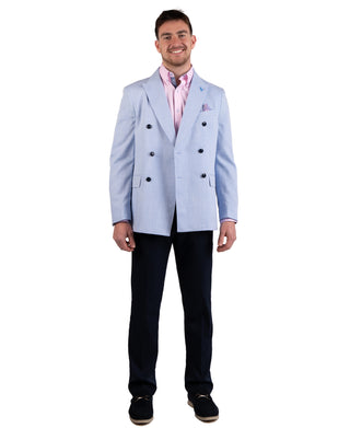 Double-Breasted Textured Slub Sport Coat