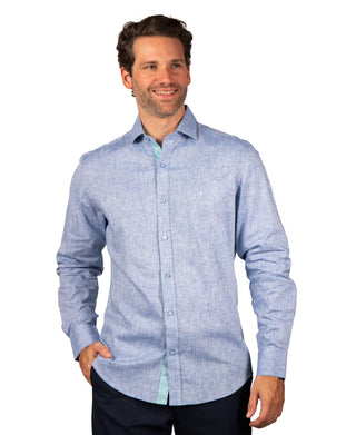 Yarn Dye Linen Long Sleeve Shirt