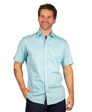 Yarn Dye Linen Short Sleeve Shirt