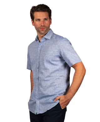 Yarn Dye Linen Short Sleeve Shirt