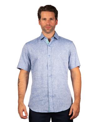 Yarn Dye Linen Short Sleeve Shirt